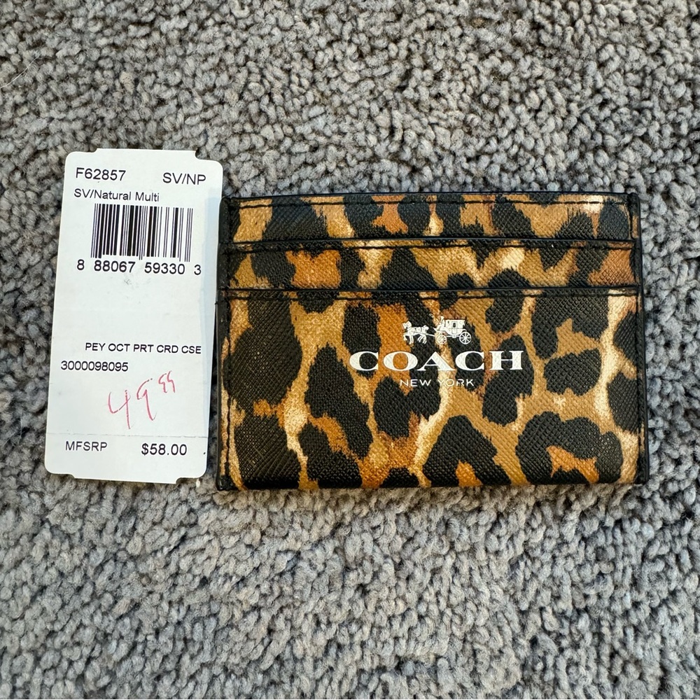 Coach Leather Leopard Card Case